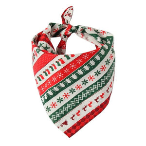 Christmas Pet Neckerchief Saliva Towel Red Green Santa Reindeer Striped Xmas Gift Bibs Scarf Collar for Small Large Dogs