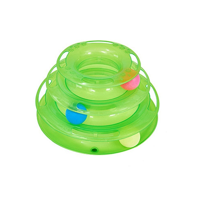 Three Levels pet cat toy Tower Tracks Disc cat Intelligence Amusement triple  disc cat toys ball Training Amusement plate