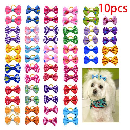 10/20/30pcs Dog Grooming Bows mix 30colours Cat dog Hair Bows Small Pog Grooming Accessories Dog Hair Rubber Bands Pet Supplier