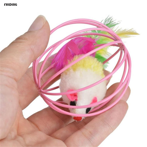 Funny Cat Interactive Toy Stick Feather Wand With Small Bell Mouse Cage Toys Plastic Artificial Colorful Cat Teaser  Pet Supply