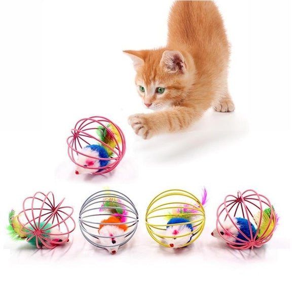 Funny Cat Interactive Toy Stick Feather Wand With Small Bell Mouse Cage Toys Plastic Artificial Colorful Cat Teaser  Pet Supply