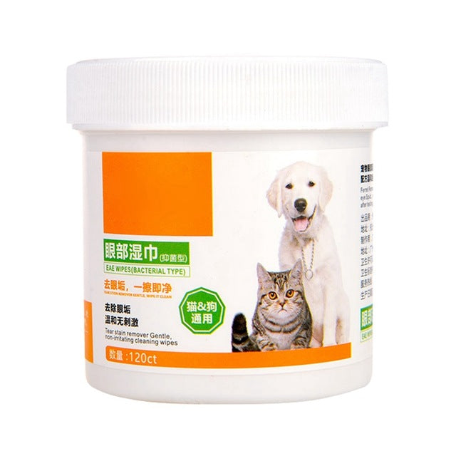 120 Pcs/bottle Pet Round White Wipes For Dogs Cats Other Pets Safely Gently Clean the Tears Stains Aloe Extract New