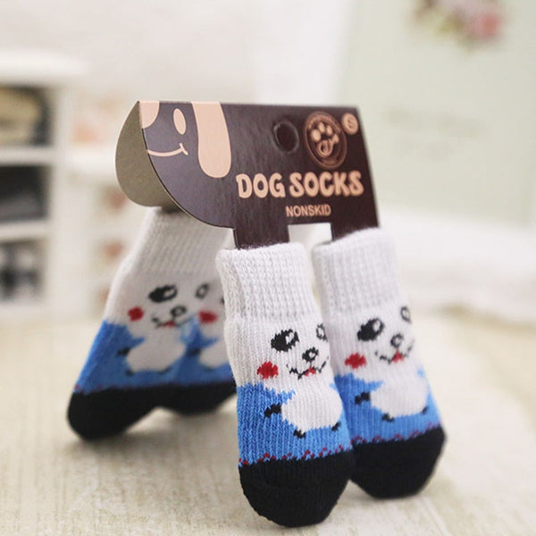 4 Pcs Pet Dog Socks Non-Slip Soft Warm Breathable Elasticity for Autumn Winter HG99