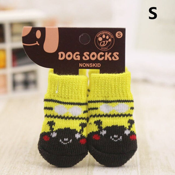 4 Pcs Pet Dog Socks Non-Slip Soft Warm Breathable Elasticity for Autumn Winter HG99