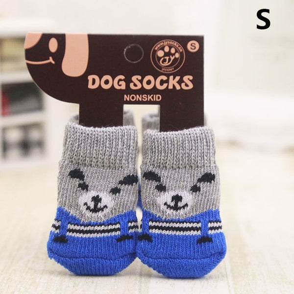 4 Pcs Pet Dog Socks Non-Slip Soft Warm Breathable Elasticity for Autumn Winter HG99