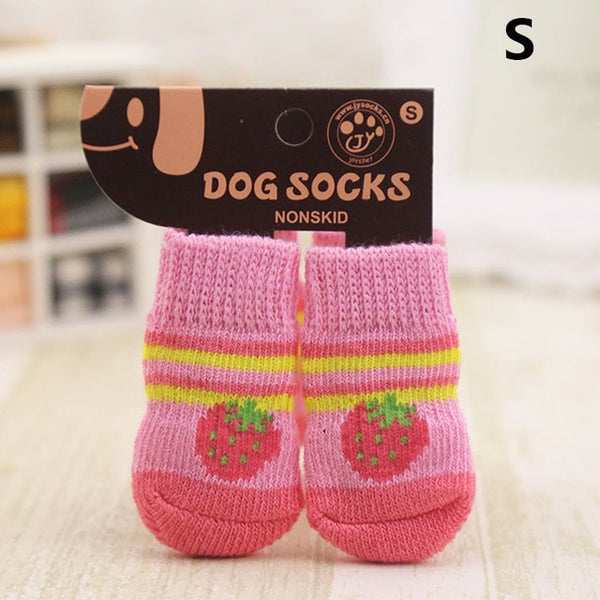 4 Pcs Pet Dog Socks Non-Slip Soft Warm Breathable Elasticity for Autumn Winter HG99