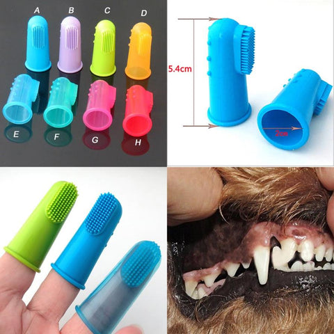 OLN 5.5*2.2cm Super Soft Pet Finger Toothbrush Teddy Dog Brush Addition Bad Breath Tartar Teeth Care Dog Cat Cleaning Supplies