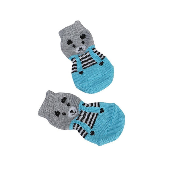 4 Pcs Pet Puppy Dog Socks Anti-slip Knitting Breathable Elasticity Warm Winter Indoor MYDING